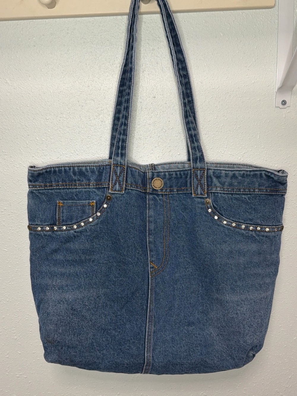 DG2 by Diane Gilman Blue Denim Tote with Stud Trim